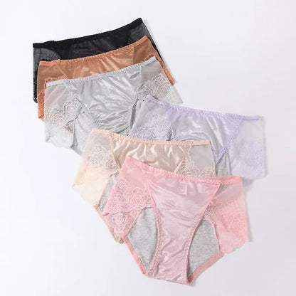 High Waist Lace Control Panty(3 Packs) - Apricot+PInk+Grey - 3XL - image 2
