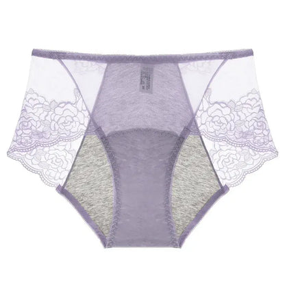 High Waist Lace Control Panty(3 Packs) - Light Purple - 3XL - image 7
