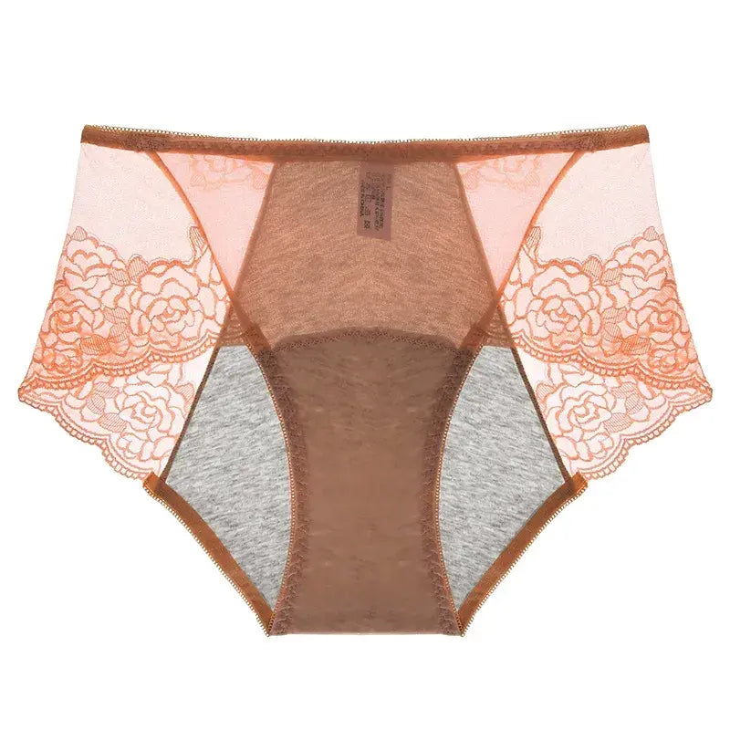 High Waist Lace Control Panty(3 Packs) - Coffee - 3XL - image 6