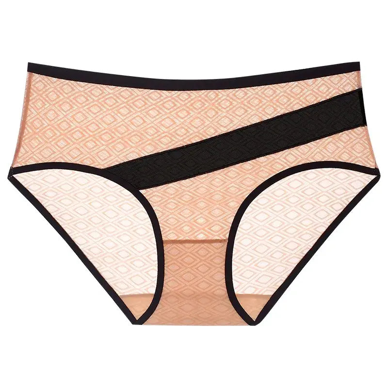 Diamond Mesh Trim Panty(3 Packs) - Apricot - 2XL - image 6