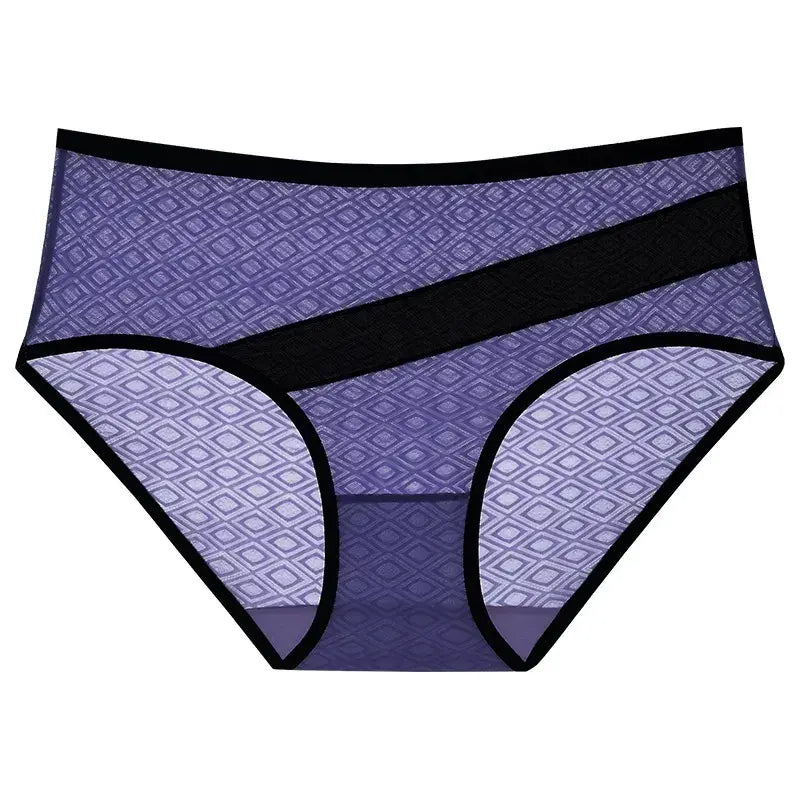 Diamond Mesh Trim Panty(3 Packs) - Blue - 2XL - image 2