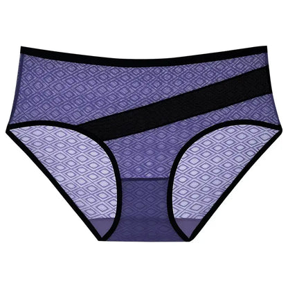 Diamond Mesh Trim Panty(3 Packs) - Blue - 2XL - image 2