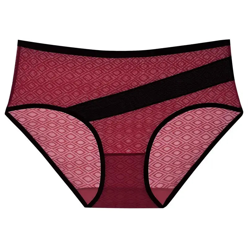 Diamond Mesh Trim Panty(3 Packs) - Red - 2XL - image 4