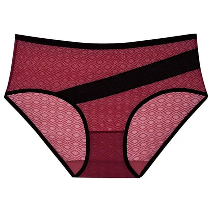 Diamond Mesh Trim Panty(3 Packs) - Red - 2XL - image 4
