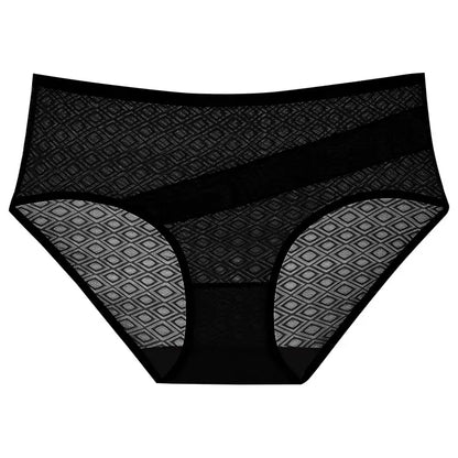 Diamond Mesh Trim Panty(3 Packs) - Black - 2XL - image 3