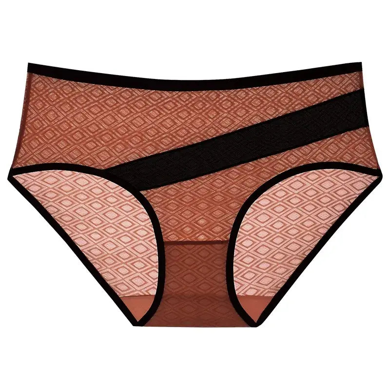 Diamond Mesh Trim Panty(3 Packs) - Caramel - 2XL - image 7