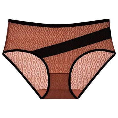 Diamond Mesh Trim Panty(3 Packs) - Caramel - 2XL - image 7