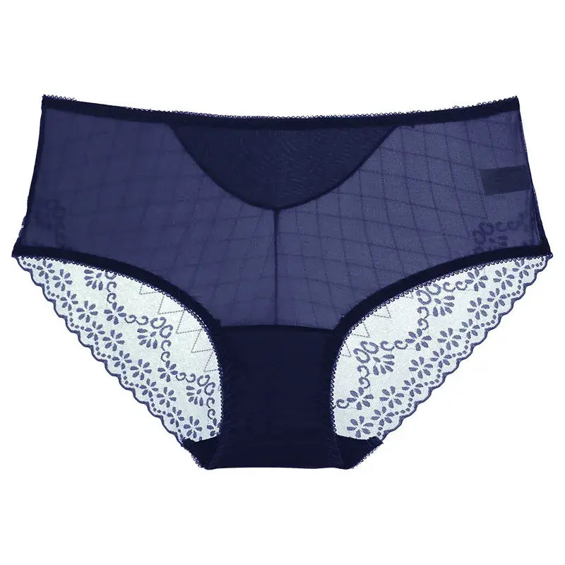 Lace Mesh High Waist Panty (3 Packs) - Dark Blue - 2XL - image 5