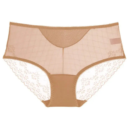 Lace Mesh High Waist Panty (3 Packs) - Apricot - 2XL - image 8