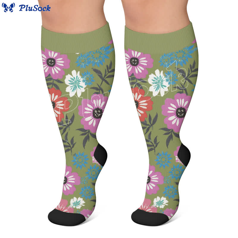 Plus Size Bold Blossom Compression Socks - image 3