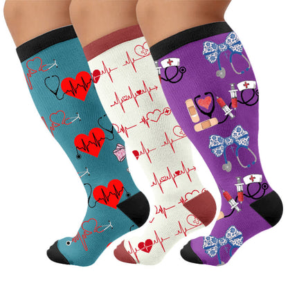 Plus Size Healthcare Compression Socks - Multicolor(3 Pairs) - 4XL - image 1