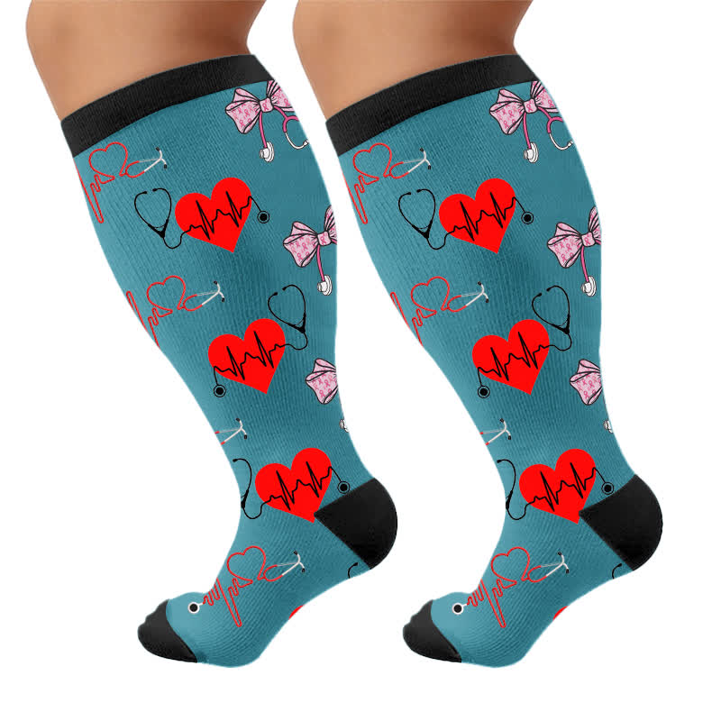 Plus Size Healthcare Compression Socks - Blue(1 Pair) - 4XL - image 5