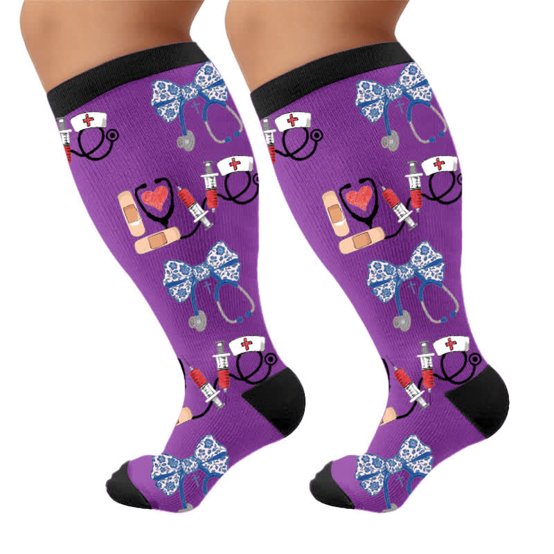 Plus Size Healthcare Compression Socks - Purple(1 Pair) - 4XL - image 7
