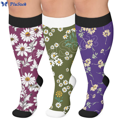 Plus Size Daisy Floral Compression Socks - image 0