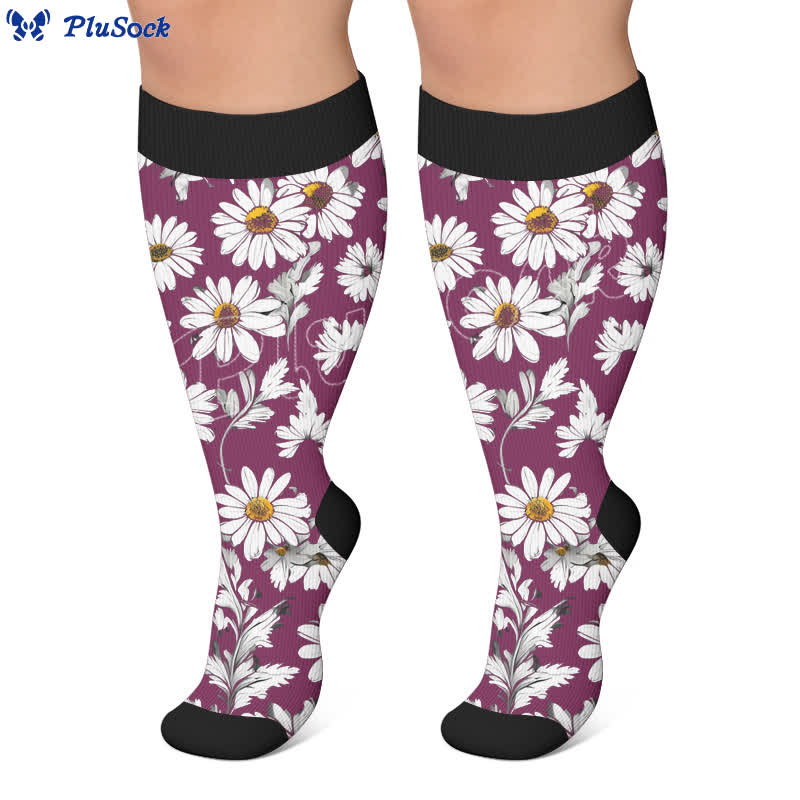 Plus Size Daisy Floral Compression Socks - image 2