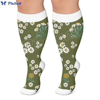 Plus Size Daisy Floral Compression Socks - image 3