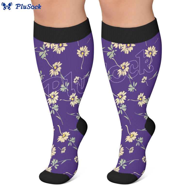 Plus Size Daisy Floral Compression Socks - image 4
