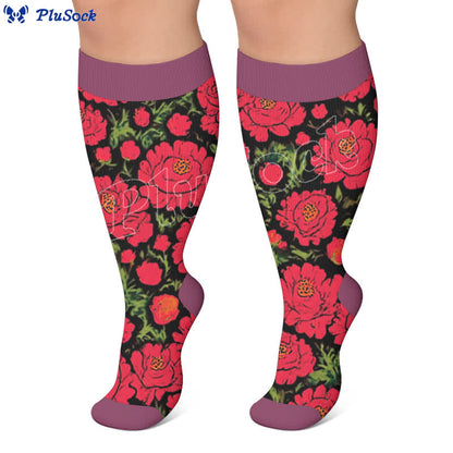 Plus Size Bold Blossom Compression Socks - image 2