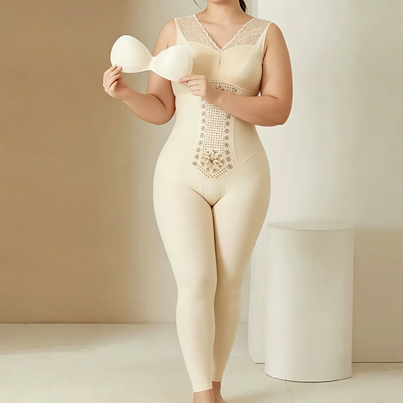 Tummy Control Shapewear Bodysuit - Beige - 3XL - image 3