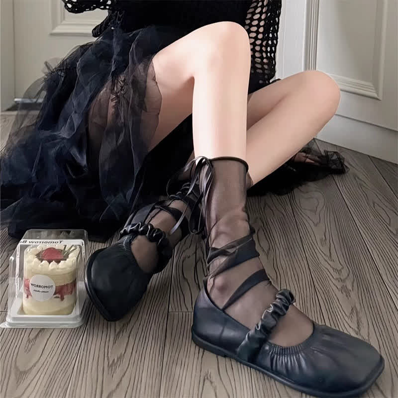 Sweet Lace Mesh Socks(4 Pairs） - C - EU35-42(US2-8.5) - image 3