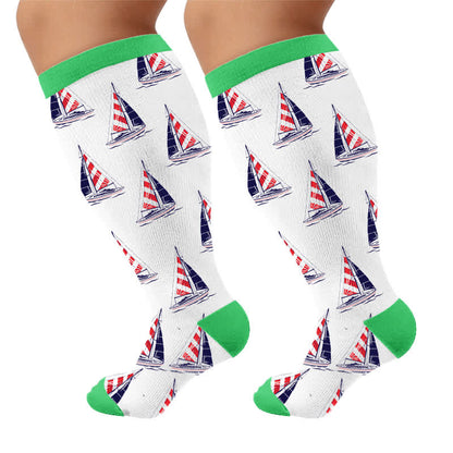 Plus Size Flag Colors Compression Socks - Green(1 Pair) - 4XL - image 8