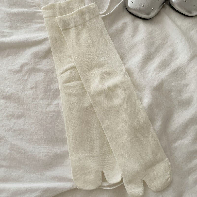 Silky Breathable Tabi Quarter Socks(6 Pairs) - Beige - EU36-40(US3-7) - image 3