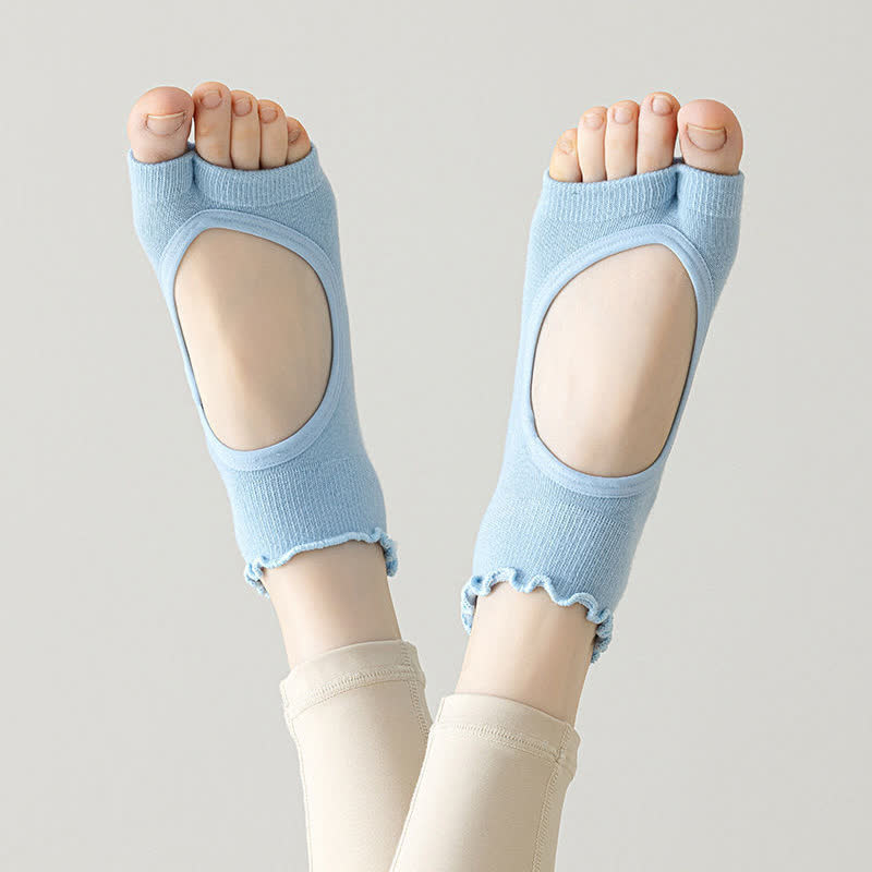 Cotton Open Toe Grip Socks(5 Pairs) - Blue - EU35-40(US2-7) - image 2