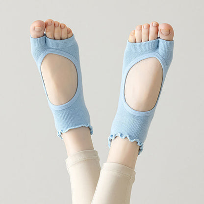 Cotton Open Toe Grip Socks(5 Pairs) - Blue - EU35-40(US2-7) - image 2