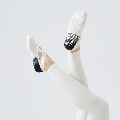 Cross Strap Grip Socks(3 Pairs) - White - One Size - image 5