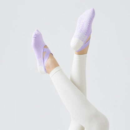 Cross Strap Grip Socks(3 Pairs) - Purple - One Size - image 4