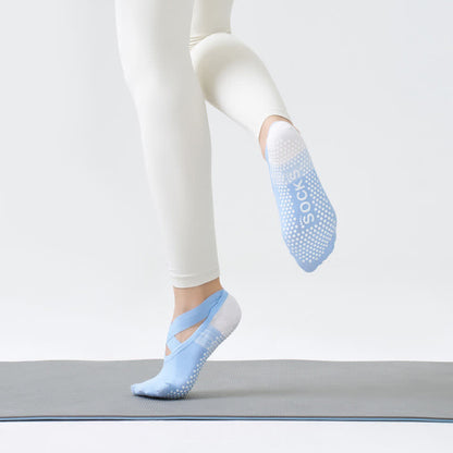 Cross Strap Grip Socks(3 Pairs) - Blue - One Size - image 2