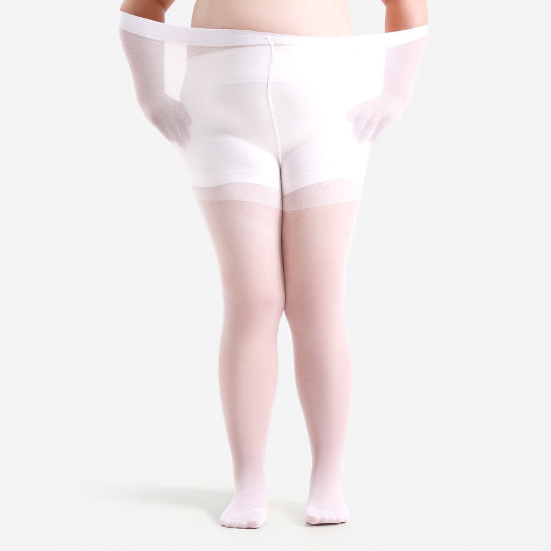 Plusock High Waist Shaping Pantyhose(3 Pairs) - White - 4XL - image 5