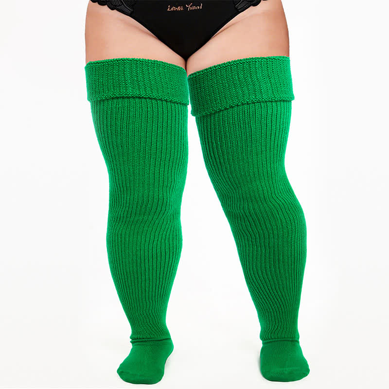 Retro Sport Thigh High Socks - Green - One Size - image 1