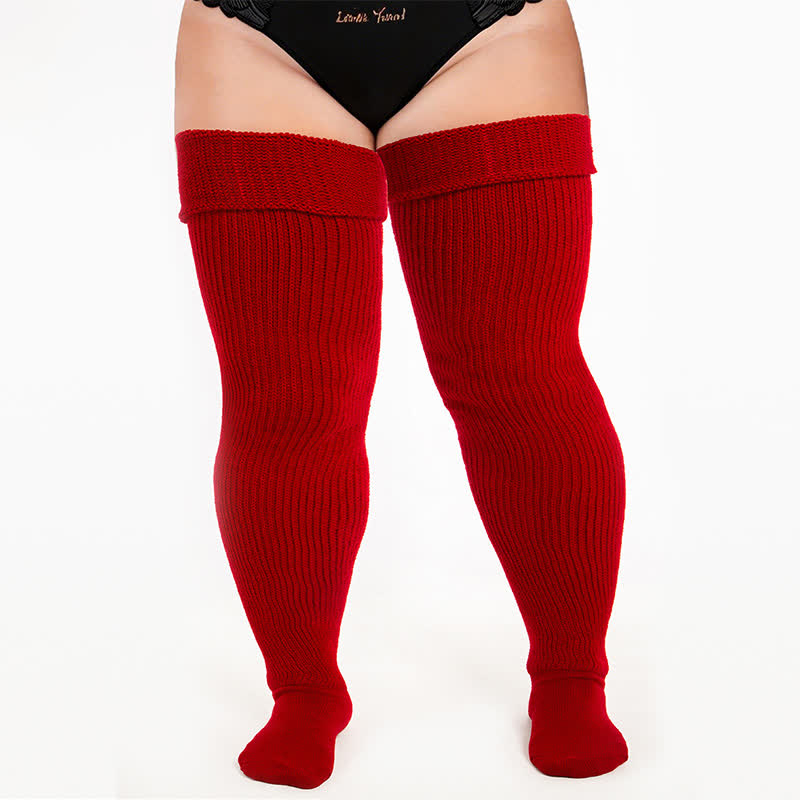 Retro Sport Thigh High Socks - Wine - One Size - image 7