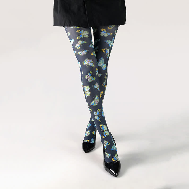 Plusock Butterfly Print Daily Pantyhose - F - One Size - image 0