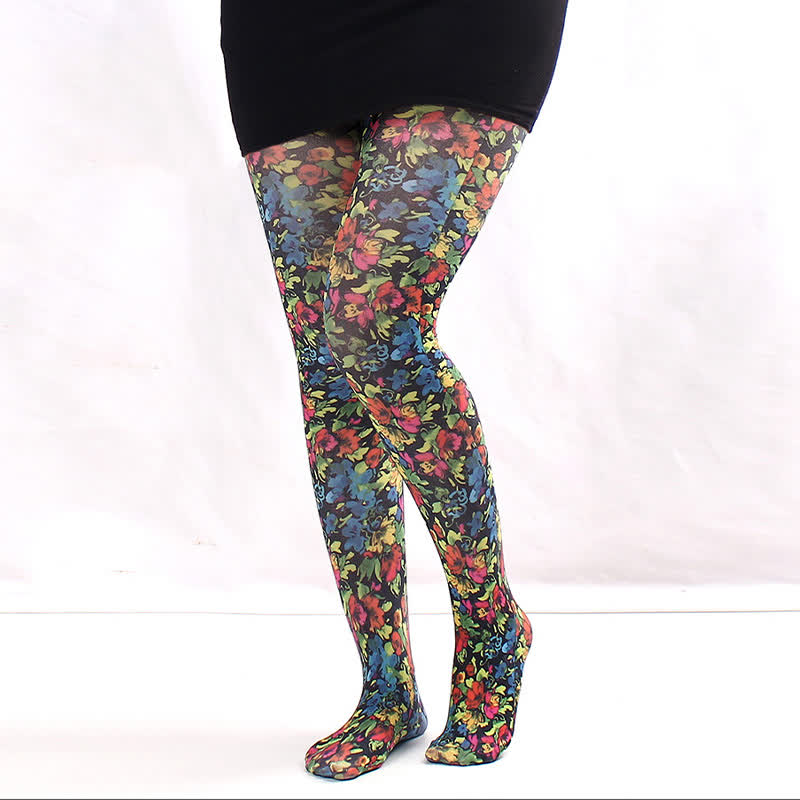 Plusock Floral Statement Pantyhose - E - One Size - image 4