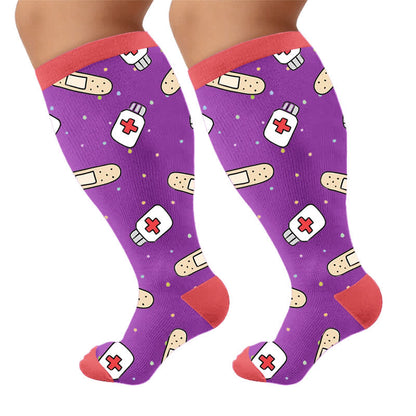 Plus Size Healthcare Compression Socks - Purple(1 Pair) - 4XL - image 9