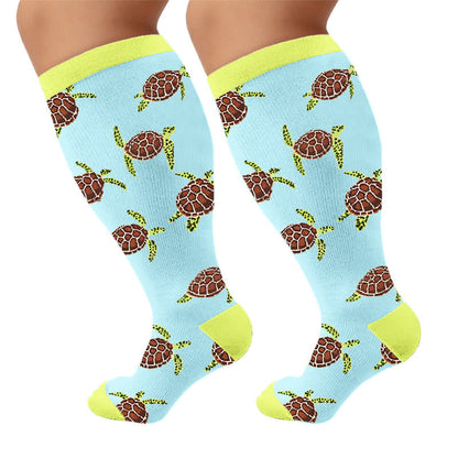 Plus Size Animal Compression Socks - Yellow(1 Pair) - 4XL - image 10