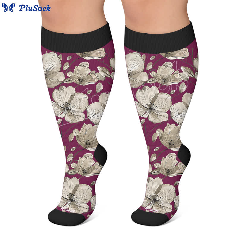 Plus Size Magnolia Floral Compression Socks - image 5