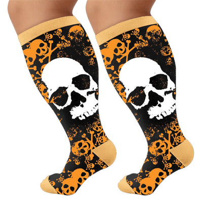 Plus Size Crossbone Compression Socks - Yellow(1 Pair) - 4XL - image 9