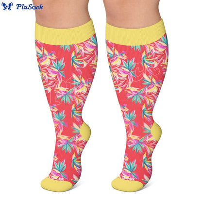Plus Size Tropical Floral Compression Socks - image 8