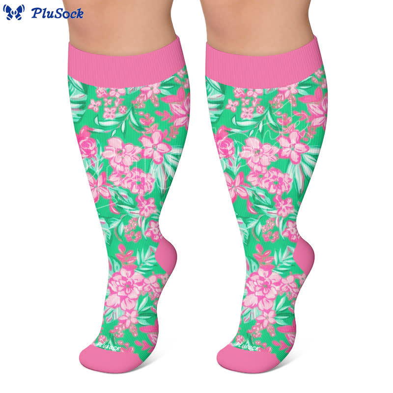 Plus Size Tropical Floral Compression Socks - image 10