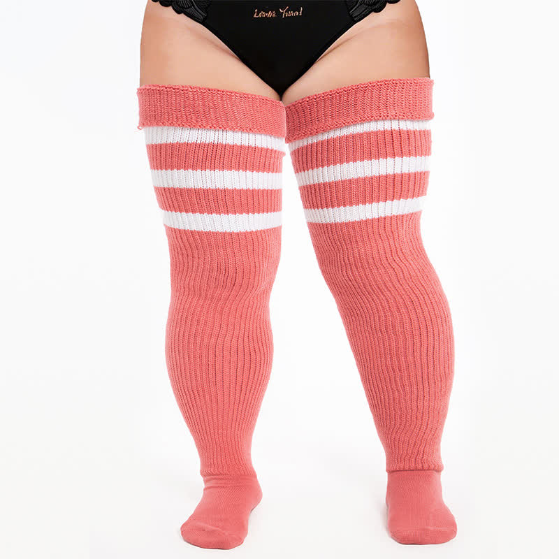Cozy Ribbed Thigh High Socks - Light Pink-A - One Size - image 4