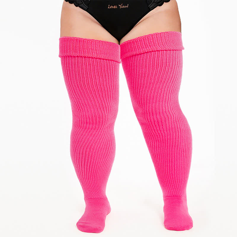 Ribbed Sport Thigh High Socks - Pink - One Size - image 2
