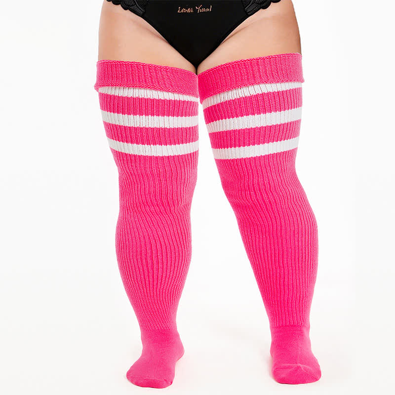 Cozy Ribbed Thigh High Socks - Pink - One Size - image 12