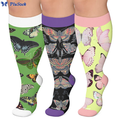 Plus Size Dark Butterfly Compression Socks - image 0