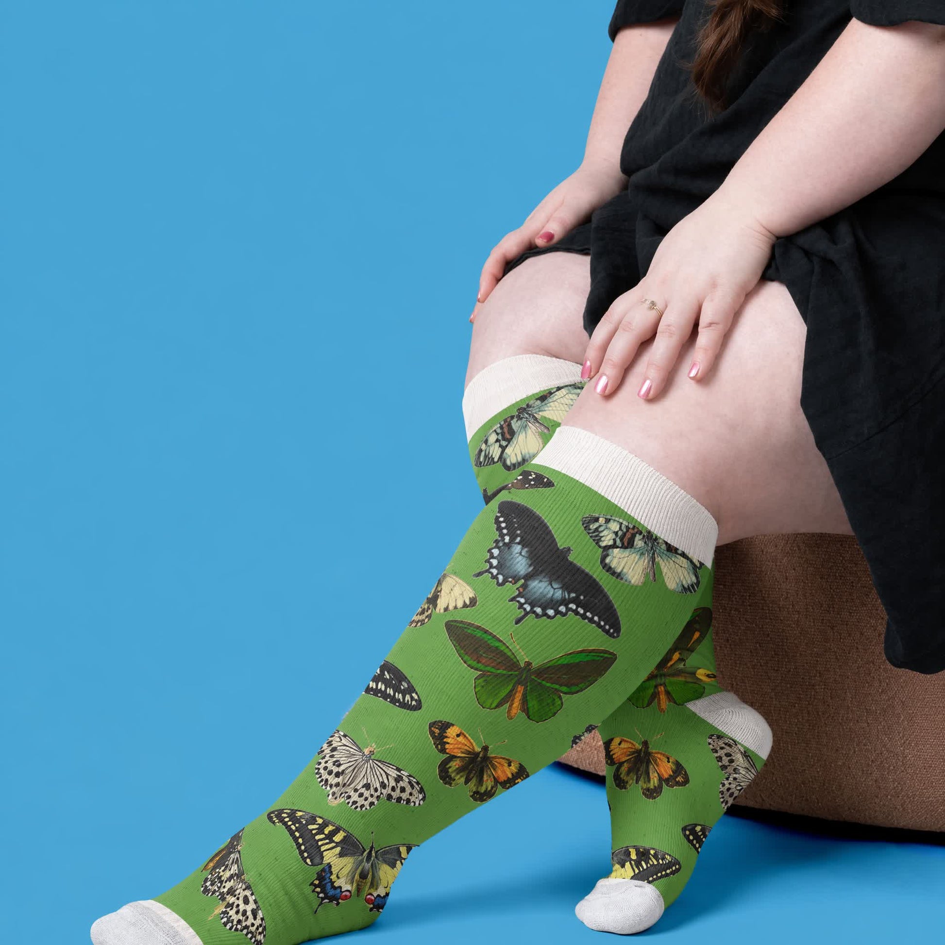 Plus Size Dark Butterfly Compression Socks - image 1