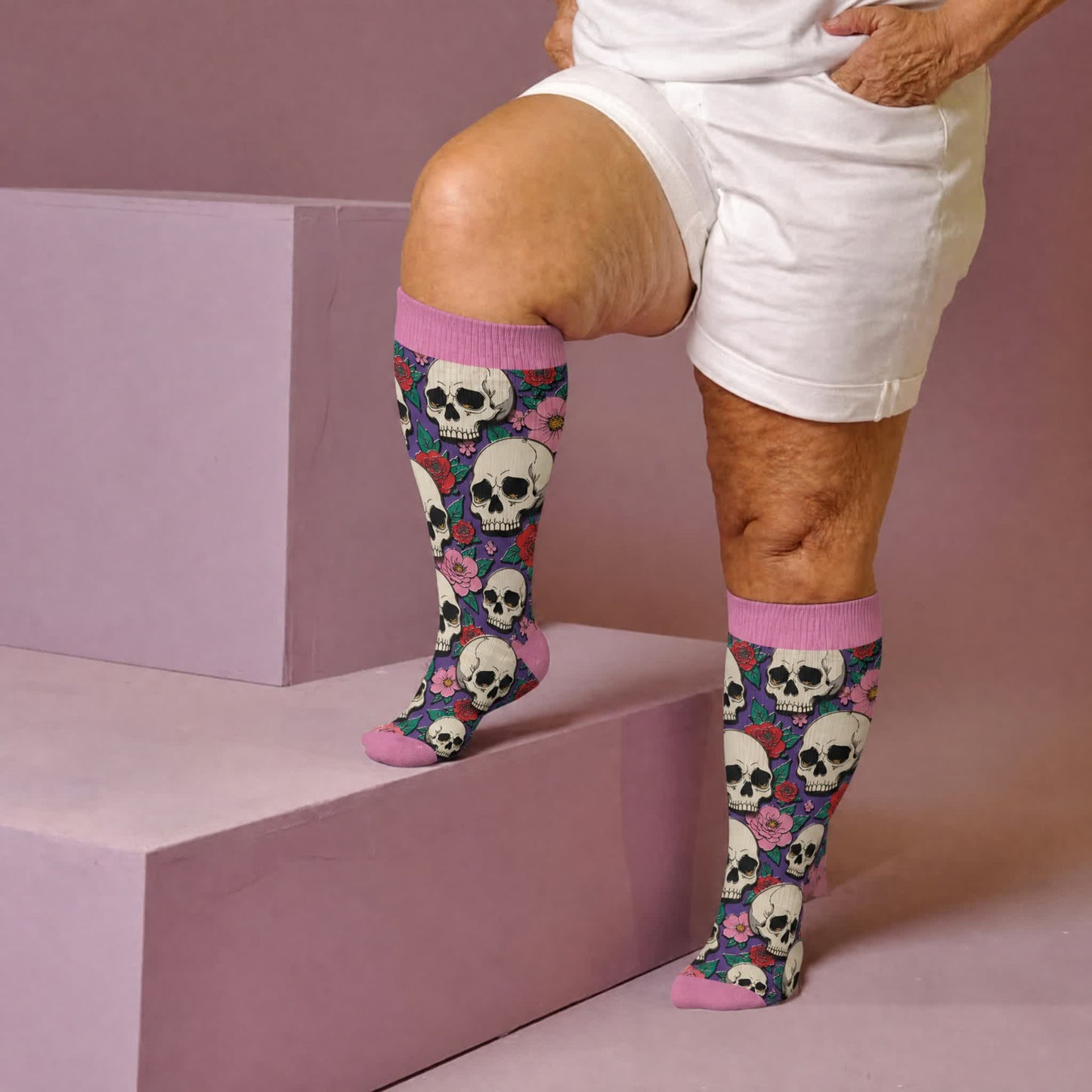 Plus Size Skull Dark Compression Socks - image 2