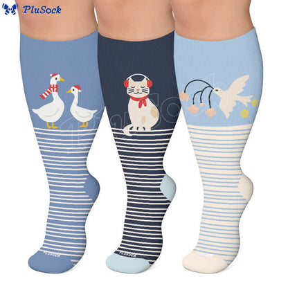 Plus Size Animal Striped Compression Socks - image 0