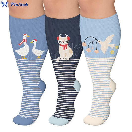 Plus Size Animal Striped Compression Socks - image 0